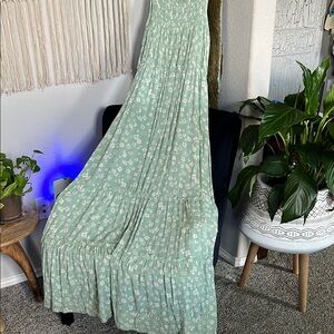 Altar'd State Mint Green Floral Maxi Dress